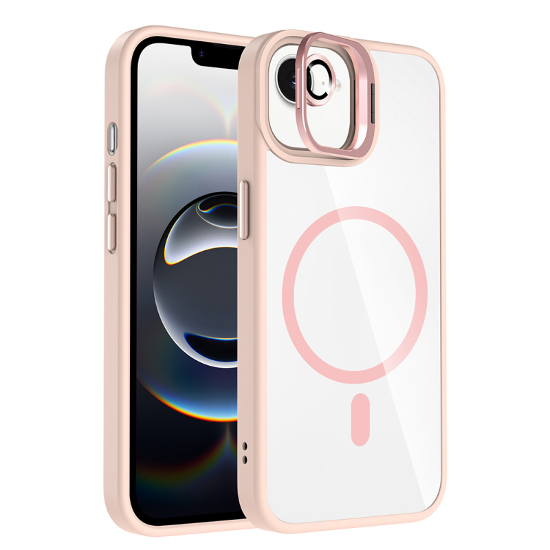 Apple iPhone 17E Case with Stand and Free Camera Lens, M-Safe Charging Feature, Zore Etro Cover - 1