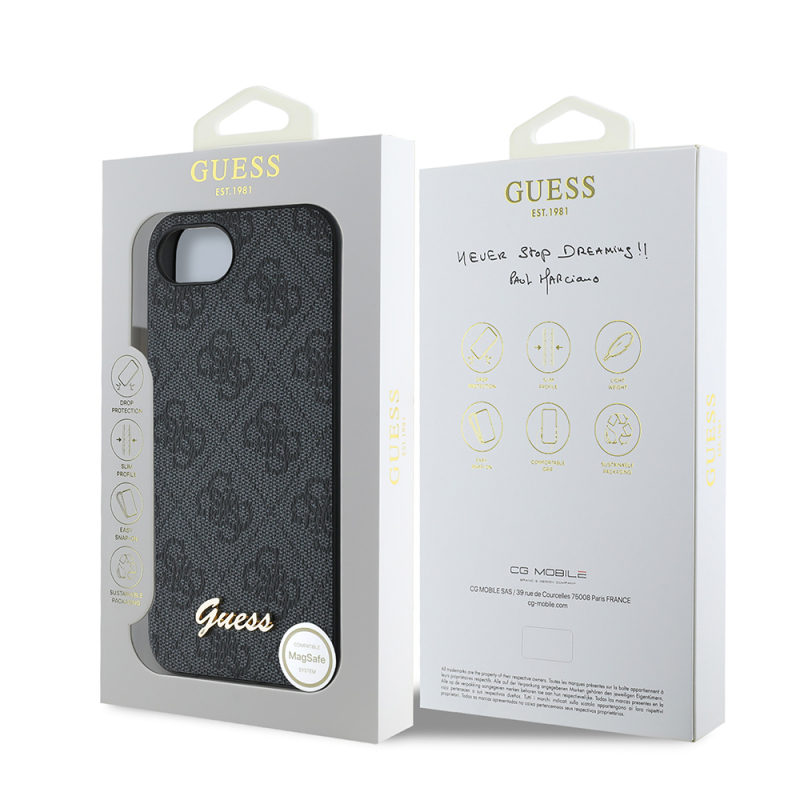 Apple iPhone 17E Kılıf Guess Orjinal Lisanslı 4G Desenli Script Metal Logolu Kapak - 10