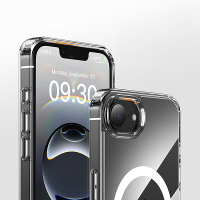 Apple iPhone 17E Kılıf M-safe Şarj Özellikli Şeffaf Sert PC Zore Embos Kapak - 5