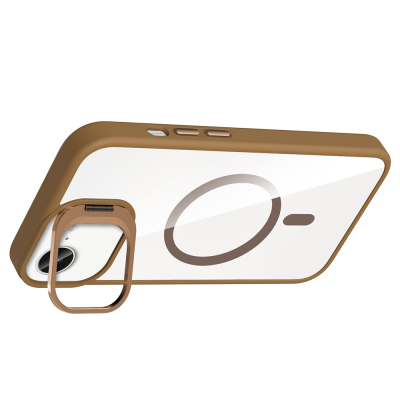 Apple iPhone 17E Kılıf Standlı ve Kamera Lens Hediyeli M-Safe Şarj Özellikli Zore Etro Kapak - 17