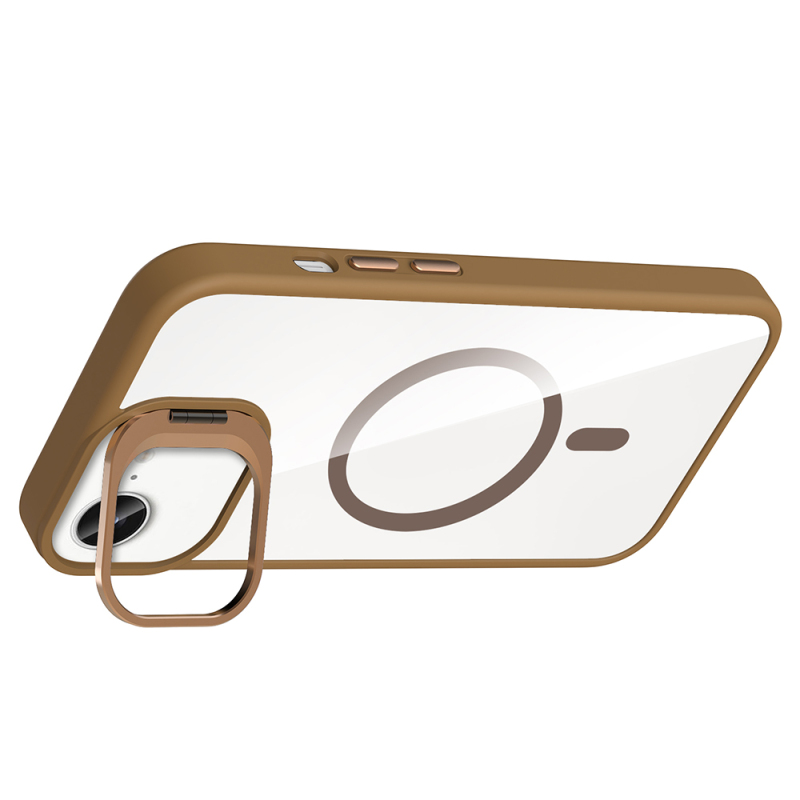 Apple iPhone 17E Kılıf Standlı ve Kamera Lens Hediyeli M-Safe Şarj Özellikli Zore Etro Kapak - 17