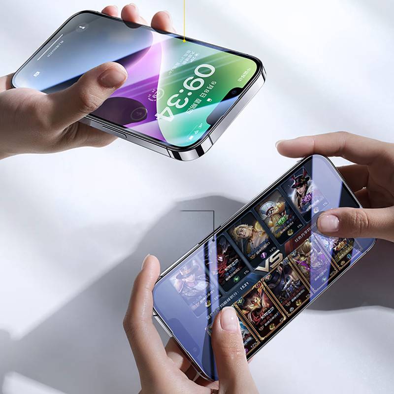 Apple iPhone 17E Wiwu CZ-003 Mavi Işık Teknolojili Hidrofobik ve Oleofobik Parlama Önleyici Cam Ekran Koruyucu - 5