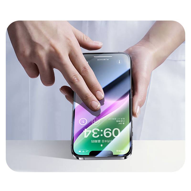 Apple iPhone 17E Wiwu CZ-003 Mavi Işık Teknolojili Hidrofobik ve Oleofobik Parlama Önleyici Cam Ekran Koruyucu - 9