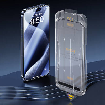 Apple iPhone 17E Wiwu SQ-008 Oleophobic Easy Install Shockproof Tempered Glass Screen Protector + Easy Application Tool - 7