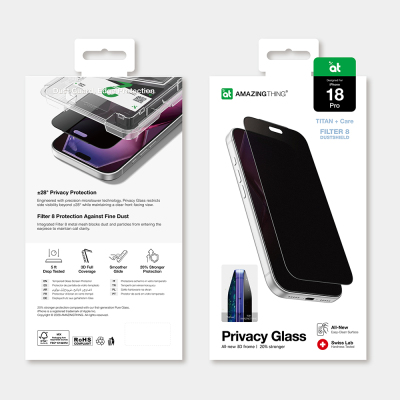 Apple iPhone 18 Pro Amazingthing Titan Privacy Parmak İzi Bırakmayan Temperli Cam Ekran Koruyucu - 5