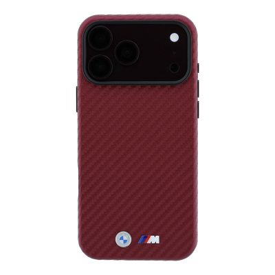 Apple iPhone 18 Pro Case BMW Original Licensed M-safe Charging Enabled PU Carbon Design Metal Logo Cover - 4