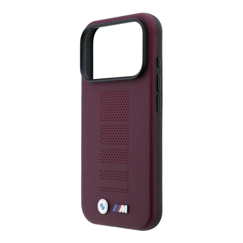 Apple iPhone 18 Pro Case BMW Original Licensed M-safe Charging Enabled PU Perforated Metal M Logo Cover - 6