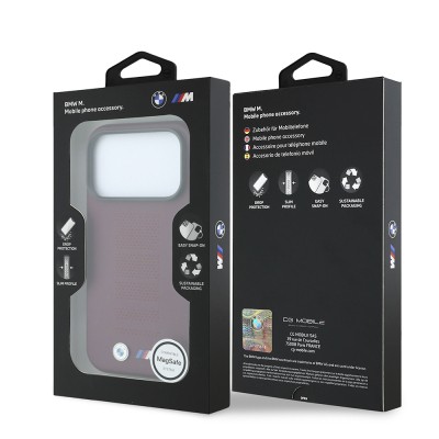 Apple iPhone 18 Pro Case BMW Original Licensed M-safe Charging Enabled PU Perforated Metal M Logo Cover - 8