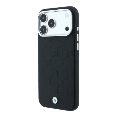 Apple iPhone 18 Pro Case BMW Original Licensed M-safe Charging Feature Metal Logo Embossed Quilted Leather Cover - 2