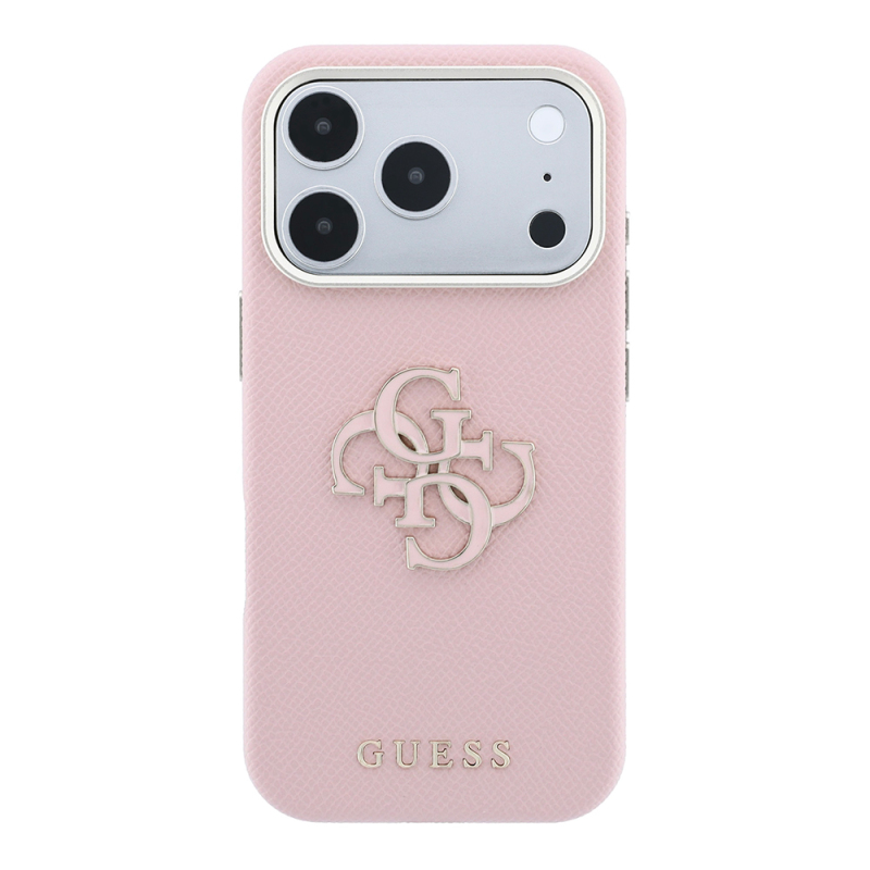 Apple iPhone 18 Pro Case Guess Original Licensed M-safe Charging Enabled PU Text and 4G Large Metal Logo Cover - 4