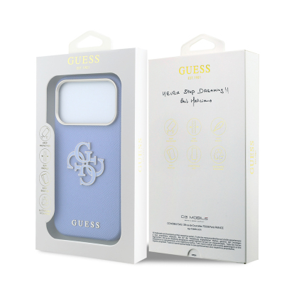 Apple iPhone 18 Pro Case Guess Original Licensed M-safe Charging Enabled PU Text and 4G Large Metal Logo Cover - 16