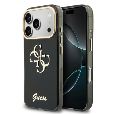 Apple iPhone 18 Pro Case Guess Original Licensed Silicone Cover with Large Metal Logo and Text/4G Design. - 3