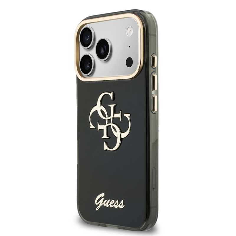 Apple iPhone 18 Pro Case Guess Original Licensed Silicone Cover with Large Metal Logo and Text/4G Design. - 5