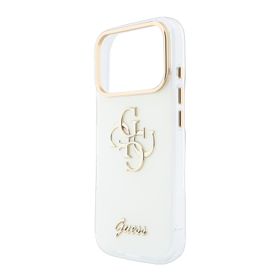 Apple iPhone 18 Pro Case Guess Original Licensed Silicone Cover with Large Metal Logo and Text/4G Design. - 17