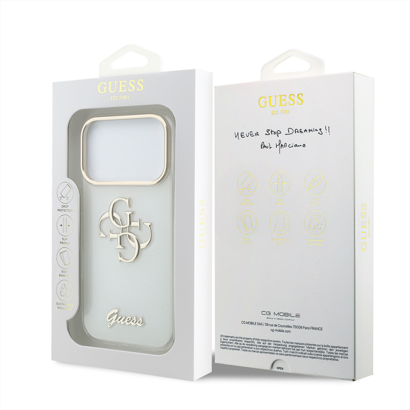 Apple iPhone 18 Pro Case Guess Original Licensed Silicone Cover with Large Metal Logo and Text/4G Design. - 19