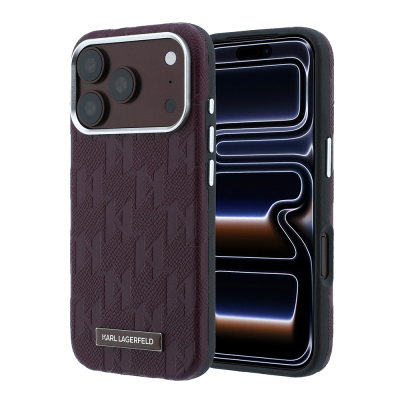 Apple iPhone 18 Pro Case Karl Lagerfeld Original Licensed M-safe Charging Enabled KL Lettering Hot Stamp Cover - 1
