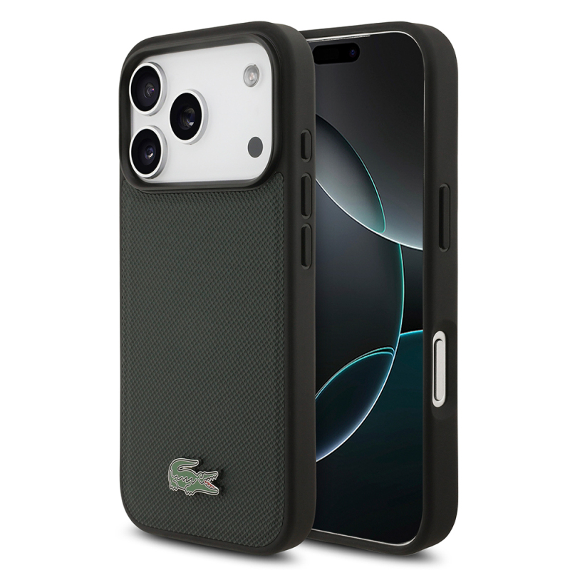 Apple iPhone 18 Pro Case, Lacoste Original Licensed, M-safe Charging Feature, PU Piqué Patterned Cover with Metal Logo. - 1
