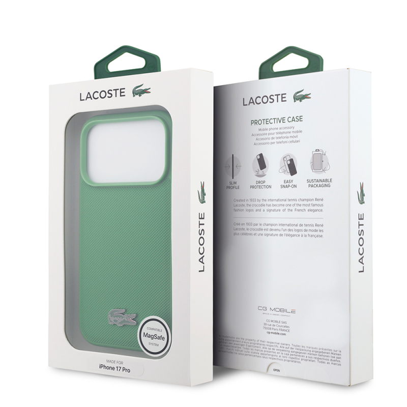 Apple iPhone 18 Pro Case, Lacoste Original Licensed, M-safe Charging Feature, PU Piqué Patterned Cover with Metal Logo. - 20