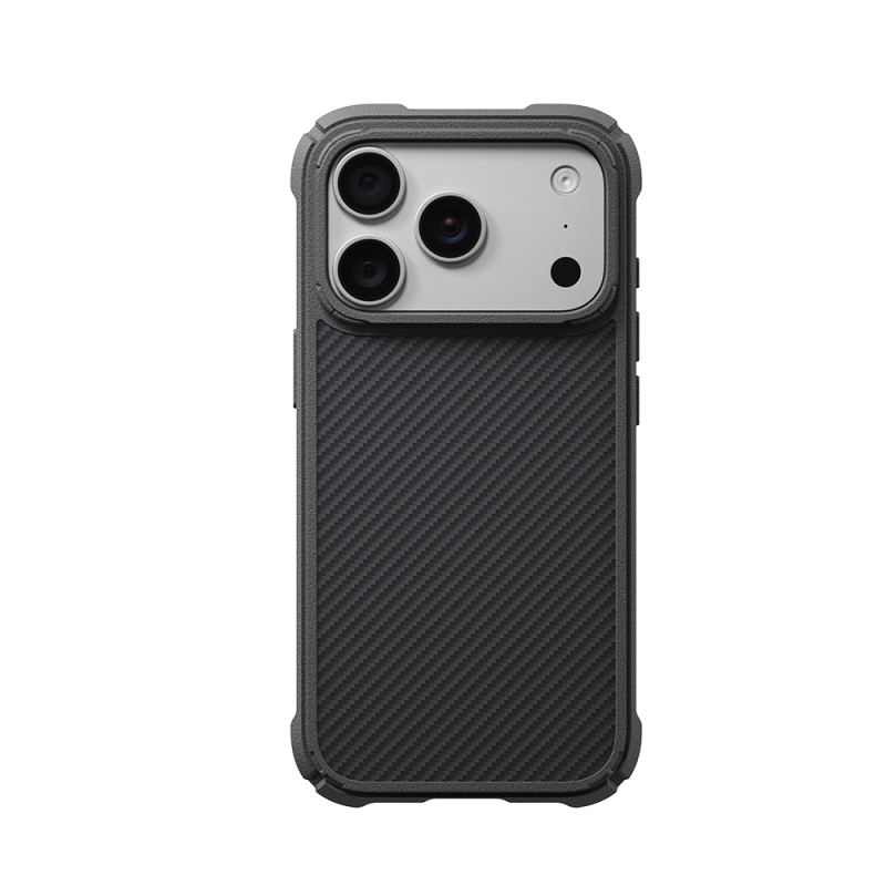 Apple iPhone 18 Pro Case M-safe Charging Enabled 600D Aramid Fiber Pitaka Black-Grey Twill Series Cairn Cover - 1