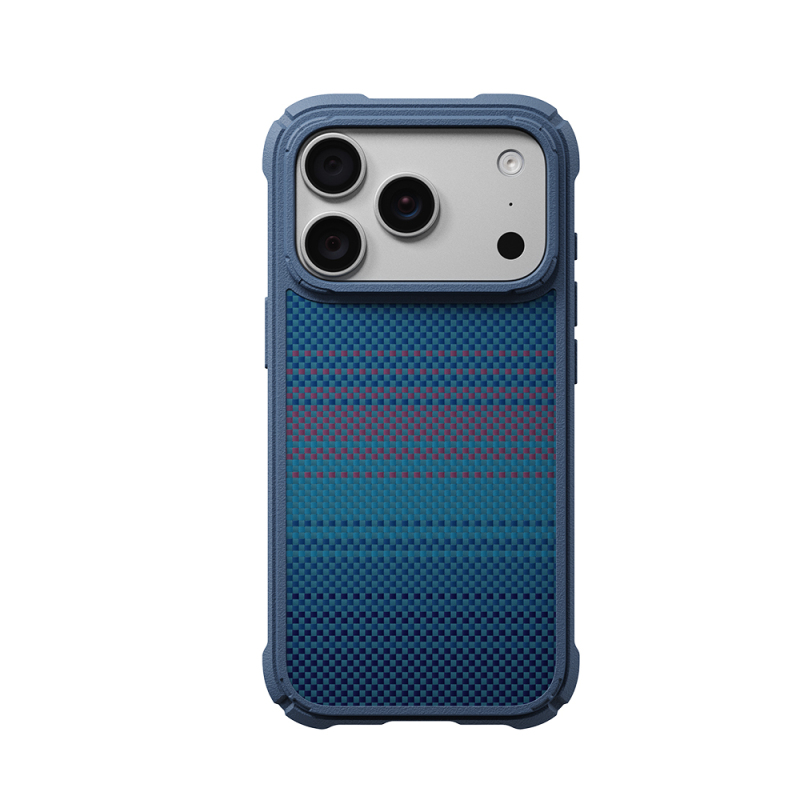 Apple iPhone 18 Pro Case M-safe Charging Enabled Pitaka Tactile Woven Sunset-Moonrise Aramid Series Cairn Cover - 1