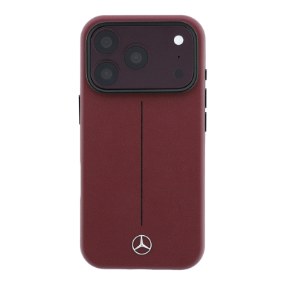 Apple iPhone 18 Pro Case Mercedes Benz Original Licensed M-safe Charging Feature Metal Star Logo Striped Leather Cover - 3