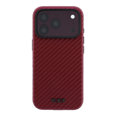 Apple iPhone 18 Pro Case TUMI Original Licensed M-safe Charging Enabled PU Carbon Design Cover with Metal Logo - 3