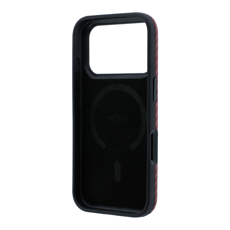 Apple iPhone 18 Pro Case TUMI Original Licensed M-safe Charging Enabled PU Carbon Design Cover with Metal Logo - 7
