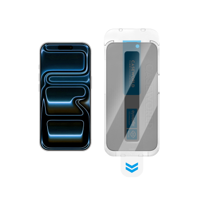 Apple iPhone 18 Pro CaseWorld Applicator Serisi 2.5D Eyesafe Mavi Işık Teknolojili 0.33mm Privacy Temperli Cam Ekran Koruyucu + Uygulama Aparatı - 1