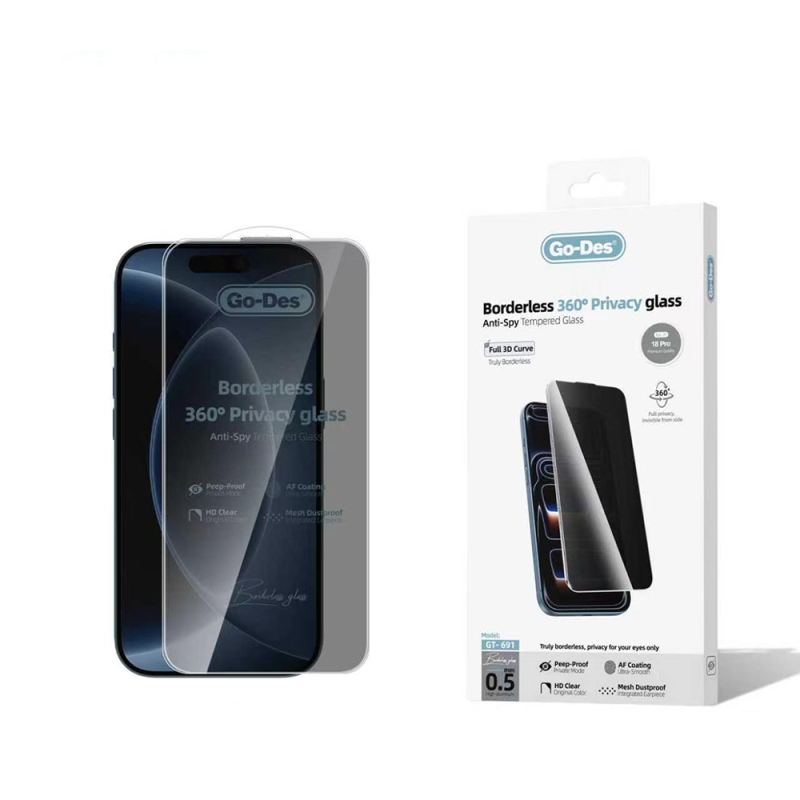 Apple iPhone 18 Pro Go Des AF Borderless Privacy Temperli Cam Ekran Koruyucu - 1
