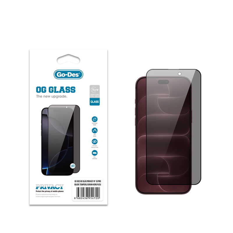 Apple iPhone 18 Pro Go Des OG Glass Privacy Anti-Static Tempered Glass Screen Protector - 1