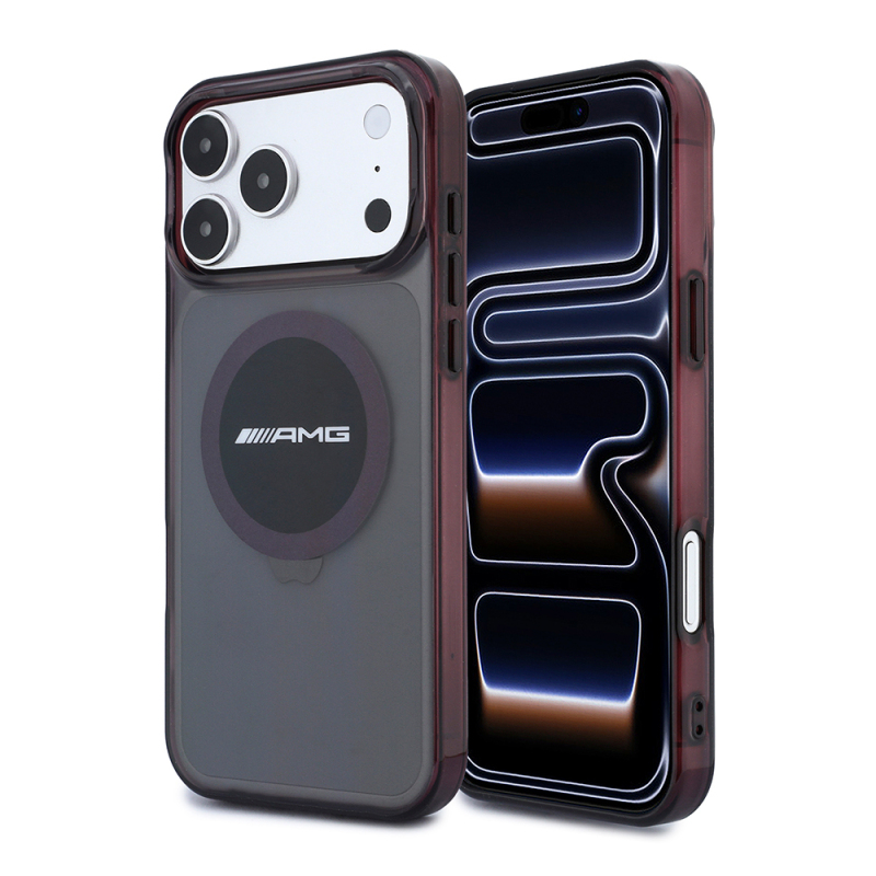 Apple iPhone 18 Pro Kılıf AMG Orjinal Lisanslı M-safe Şarj Özellikli Transparan IML Baskı Logolu Bicolor Block Kapak - 1