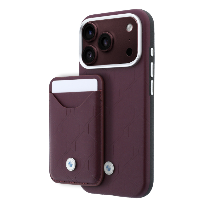 Apple iPhone 18 Pro Kılıf BMW Orjinal Lisanslı M-safe Şarj Özellikli Metal Logolu Kabartmalı Kapitone Deri Kartlıklı Kapak - 2