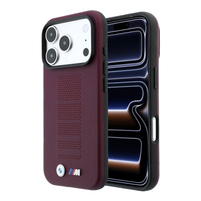 Apple iPhone 18 Pro Kılıf BMW Orjinal Lisanslı M-safe Şarj Özellikli PU Delikli Metal M Logolu Kapak - 1