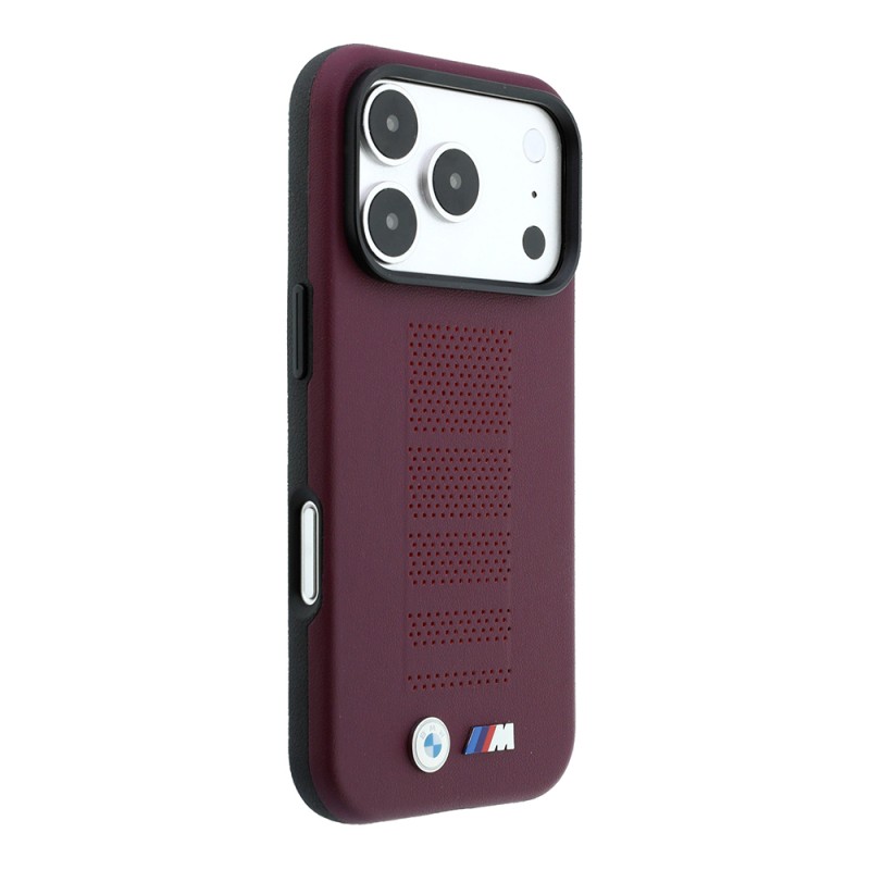 Apple iPhone 18 Pro Kılıf BMW Orjinal Lisanslı M-safe Şarj Özellikli PU Delikli Metal M Logolu Kapak - 4