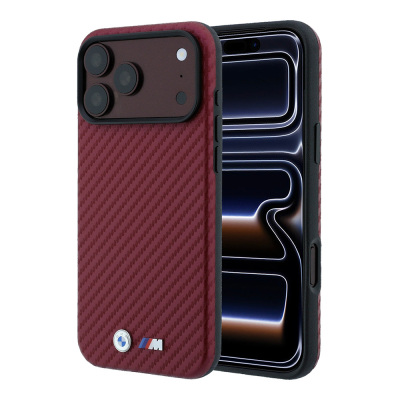 Apple iPhone 18 Pro Kılıf BMW Orjinal Lisanslı M-safe Şarj Özellikli PU Karbon Tasarımlı Metal Logolu Kapak - 1