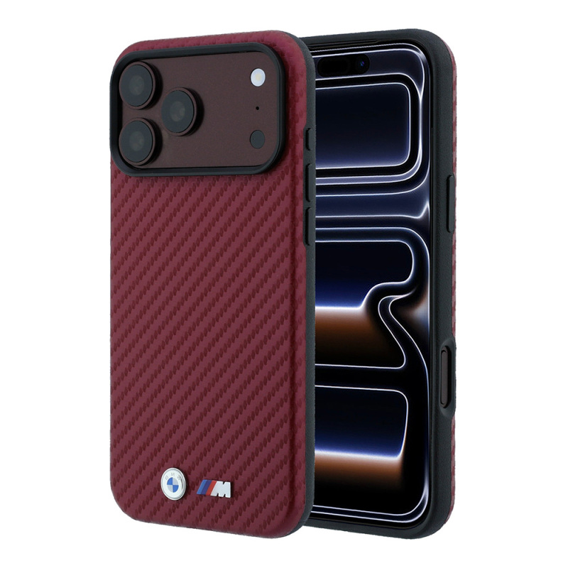 Apple iPhone 18 Pro Kılıf BMW Orjinal Lisanslı M-safe Şarj Özellikli PU Karbon Tasarımlı Metal Logolu Kapak - 1