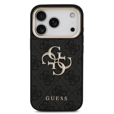 Apple iPhone 18 Pro Kılıf Guess Orjinal Lisanslı Gold Metal Kamera Çerçeveli 4G Desenli Metal Büyük 4G ve Yazı Logolu Kapak - 8