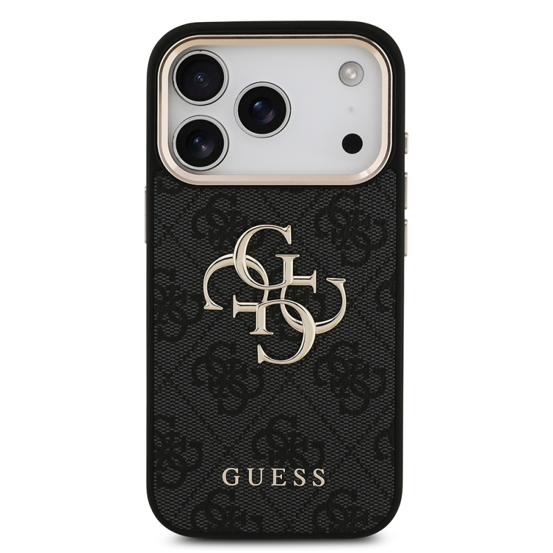 Apple iPhone 18 Pro Kılıf Guess Orjinal Lisanslı Gold Metal Kamera Çerçeveli 4G Desenli Metal Büyük 4G ve Yazı Logolu Kapak - 8
