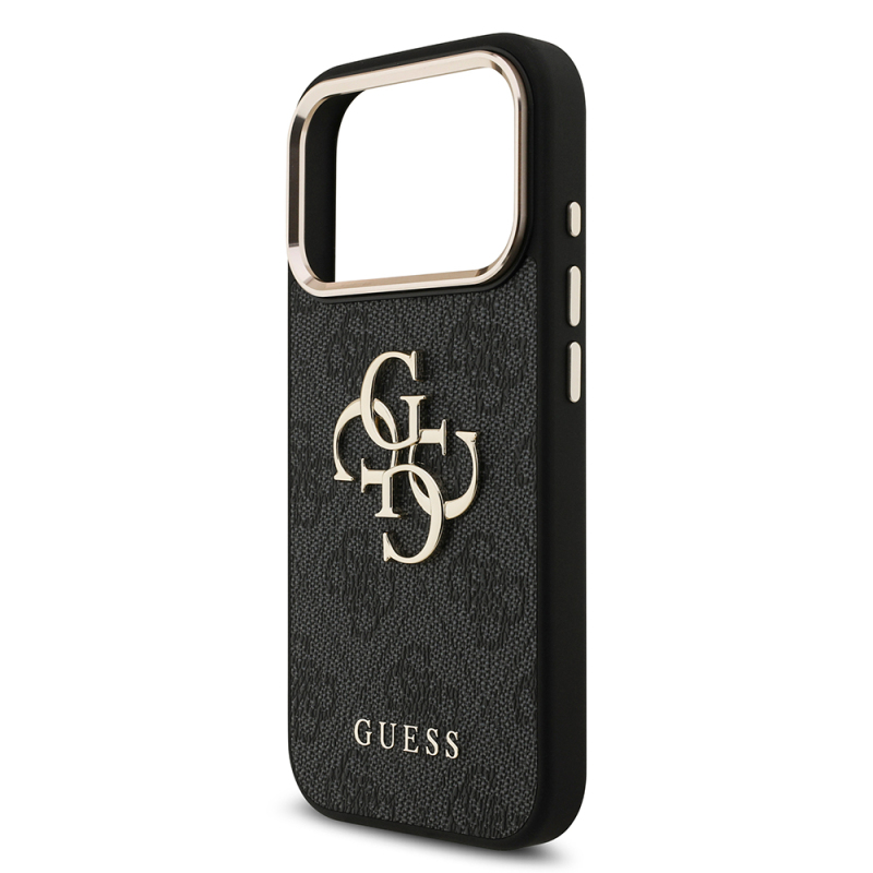 Apple iPhone 18 Pro Kılıf Guess Orjinal Lisanslı Gold Metal Kamera Çerçeveli 4G Desenli Metal Büyük 4G ve Yazı Logolu Kapak - 10