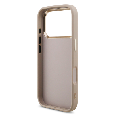 Apple iPhone 18 Pro Kılıf Guess Orjinal Lisanslı Gold Metal Kamera Çerçeveli 4G Desenli Metal Büyük 4G ve Yazı Logolu Kapak - 16