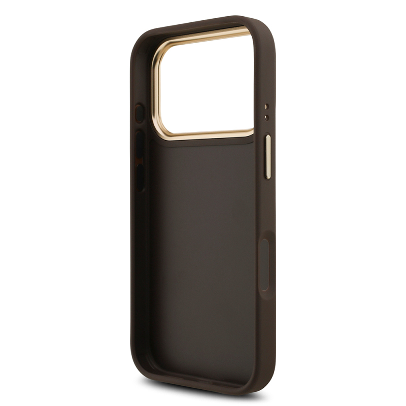 Apple iPhone 18 Pro Kılıf Guess Orjinal Lisanslı Gold Metal Kamera Çerçeveli 4G Desenli Metal Büyük 4G ve Yazı Logolu Kapak - 23