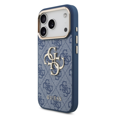 Apple iPhone 18 Pro Kılıf Guess Orjinal Lisanslı Gold Metal Kamera Çerçeveli 4G Desenli Metal Büyük 4G ve Yazı Logolu Kapak - 27