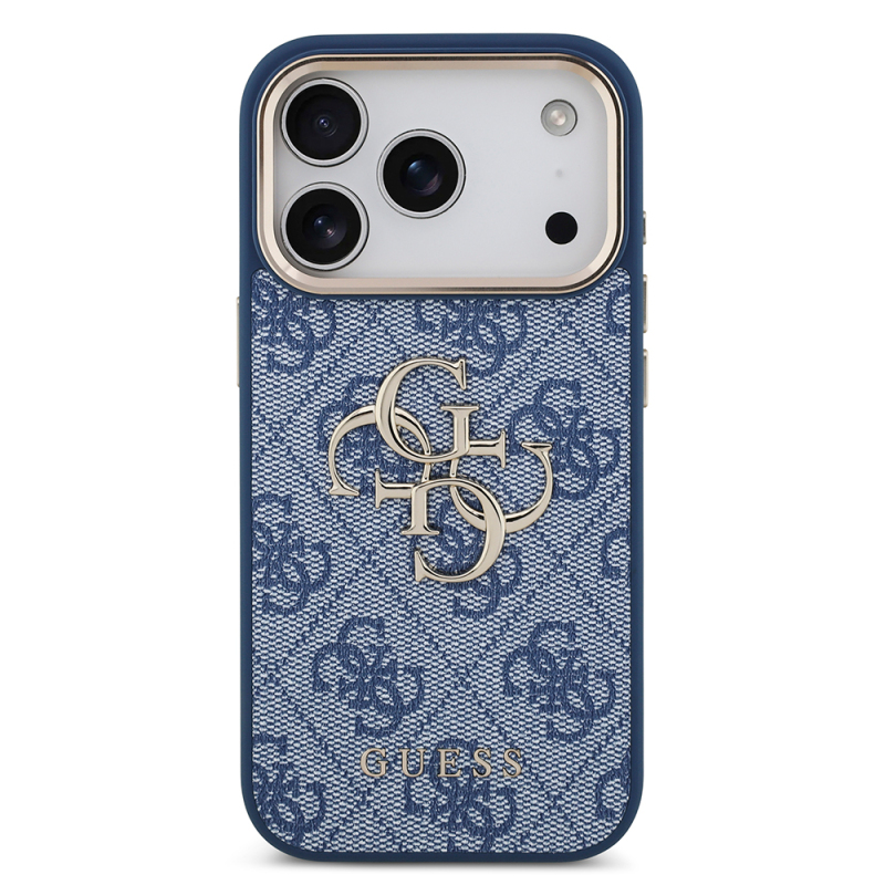Apple iPhone 18 Pro Kılıf Guess Orjinal Lisanslı Gold Metal Kamera Çerçeveli 4G Desenli Metal Büyük 4G ve Yazı Logolu Kapak - 28