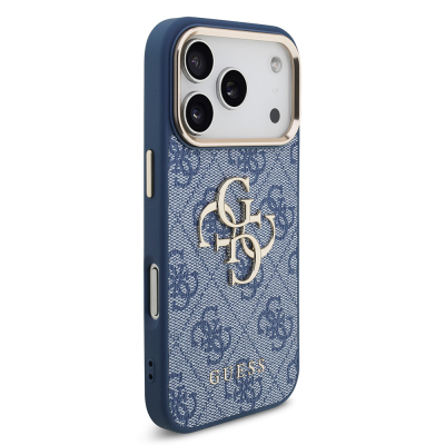 Apple iPhone 18 Pro Kılıf Guess Orjinal Lisanslı Gold Metal Kamera Çerçeveli 4G Desenli Metal Büyük 4G ve Yazı Logolu Kapak - 29