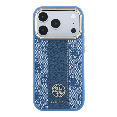 Apple iPhone 18 Pro Kılıf Guess Orjinal Lisanslı M-safe Şarj Özellikli Deri 4G Desenli Şeritli Yazı Logolu Kapak - 20