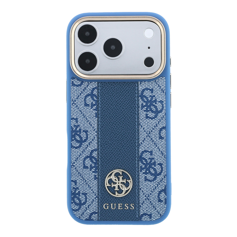 Apple iPhone 18 Pro Kılıf Guess Orjinal Lisanslı M-safe Şarj Özellikli Deri 4G Desenli Şeritli Yazı Logolu Kapak - 20