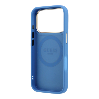 Apple iPhone 18 Pro Kılıf Guess Orjinal Lisanslı M-safe Şarj Özellikli Deri 4G Desenli Şeritli Yazı Logolu Kapak - 24