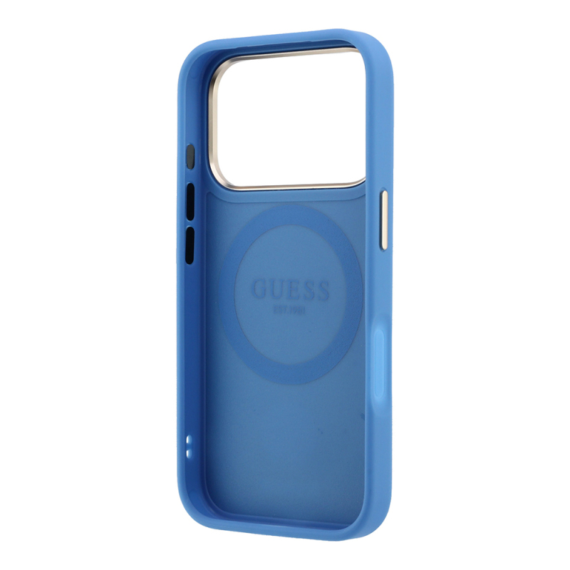 Apple iPhone 18 Pro Kılıf Guess Orjinal Lisanslı M-safe Şarj Özellikli Deri 4G Desenli Şeritli Yazı Logolu Kapak - 24