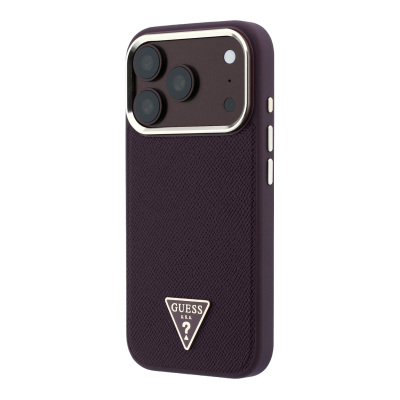 Apple iPhone 18 Pro Kılıf Guess Orjinal Lisanslı M-safe Şarj Özellikli Grained Triangle Kapak - 10