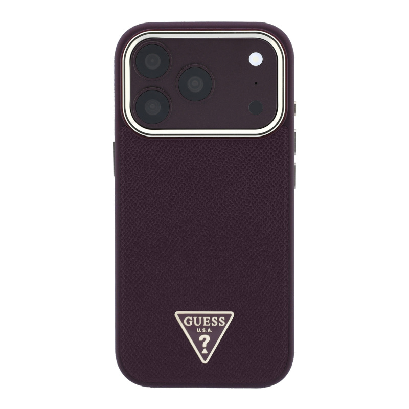 Apple iPhone 18 Pro Kılıf Guess Orjinal Lisanslı M-safe Şarj Özellikli Grained Triangle Kapak - 11